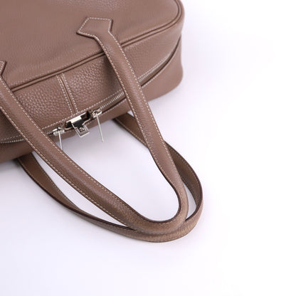 Hermes Victoria 35 Handbag in Taurillon Clemence Etoupe 2015,handle