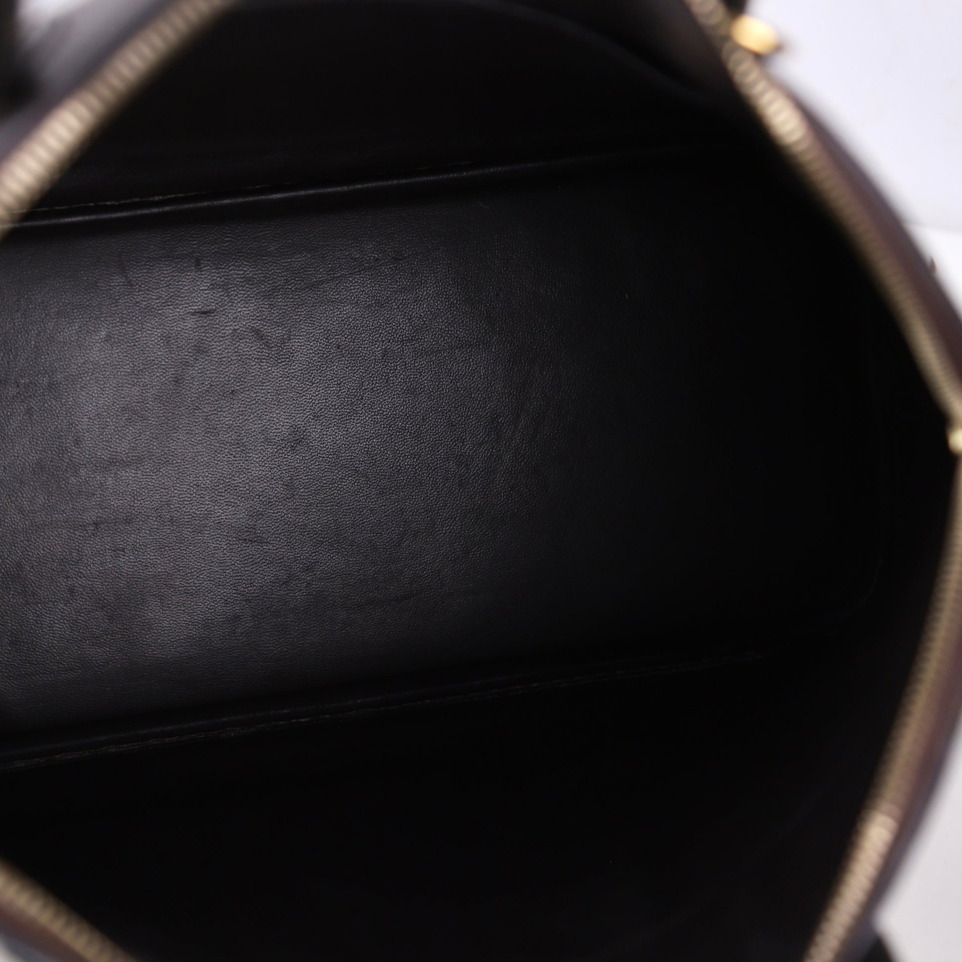 Hermès Bolide 35 2-way handbag in Ebene Taurillon Clemence and Toile,inside view 
