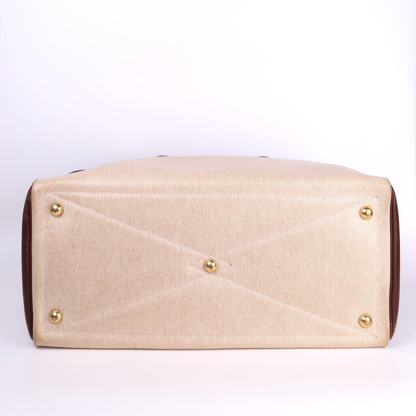 Hermes Victoria 43 Handbag in Togo/Canvas Chocolat，bottom
