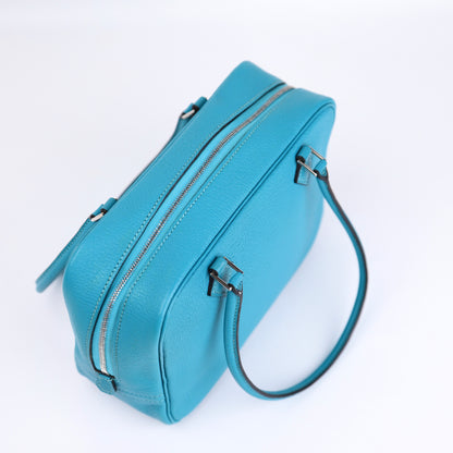 Hermes Plume Mini Handbag in Turquoise Chevre 2004,upside