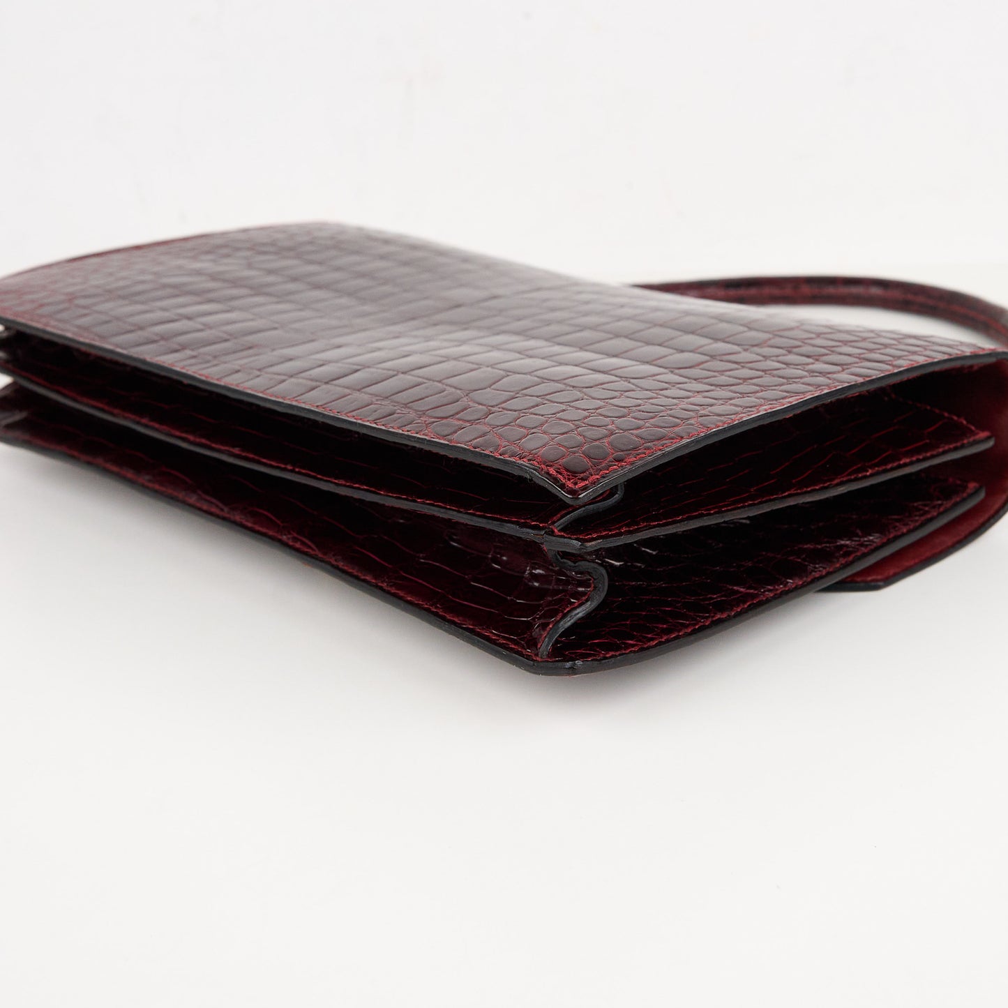 Hermes｜Cordeliere Vintage Handbag Burgundy Crocodile  1982