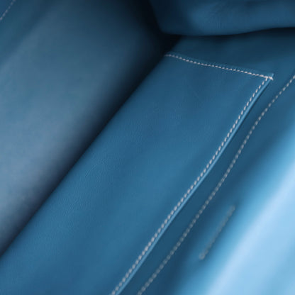 Hermes Kelly Flat 35 in Swift Blue Jean 2007 PHW ,inside