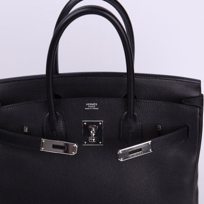 Hermes Birkin 30 in Evercolor Black 2008 PHW,logo 