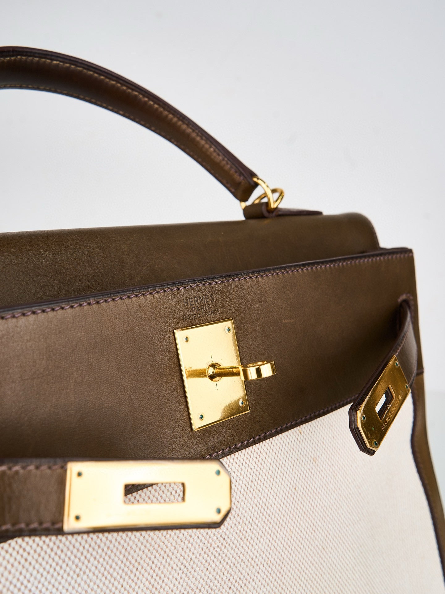 Hermes｜Kelly 32 Handbag Olive green Barenia Canvas 2002