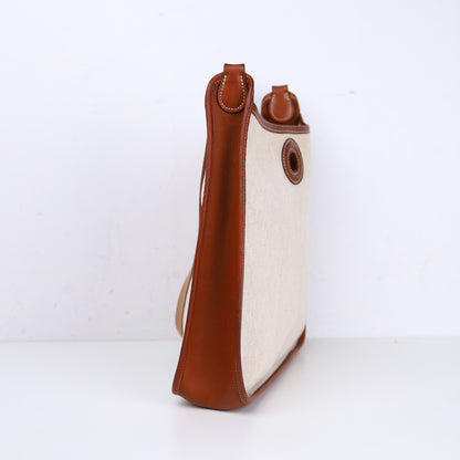 Hermès Vespa Shoulder Bag in Barenia/Toile Fauve 1996,right side view