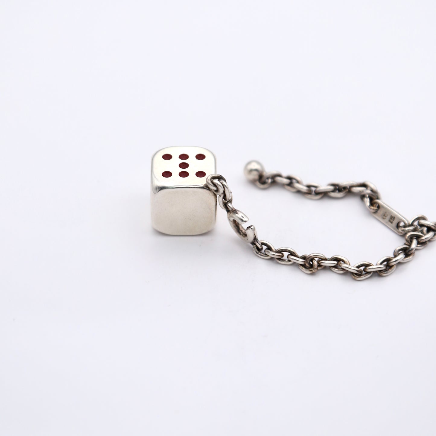 Hermes S925 Silver Cube Chain Key Holder / Bag Charm, right side