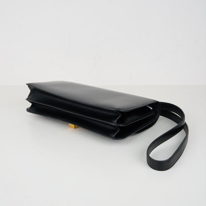 Hermes |Vintage  Ring Shoulder Bag box calf  Black 1991