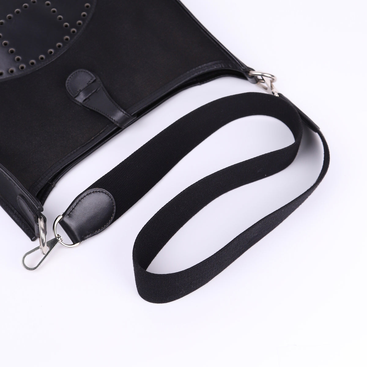 Hermes Evelyne PM in Black Box Calf Toile  2004 PHW