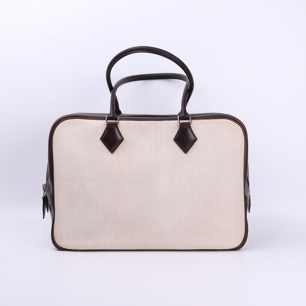 Hermes Plume 32 Handbag in Box Calf/Canvas Ebene 2002,front view