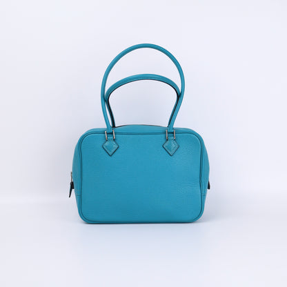Hermes Plume Mini Handbag in Turquoise Chevre 2004, back view