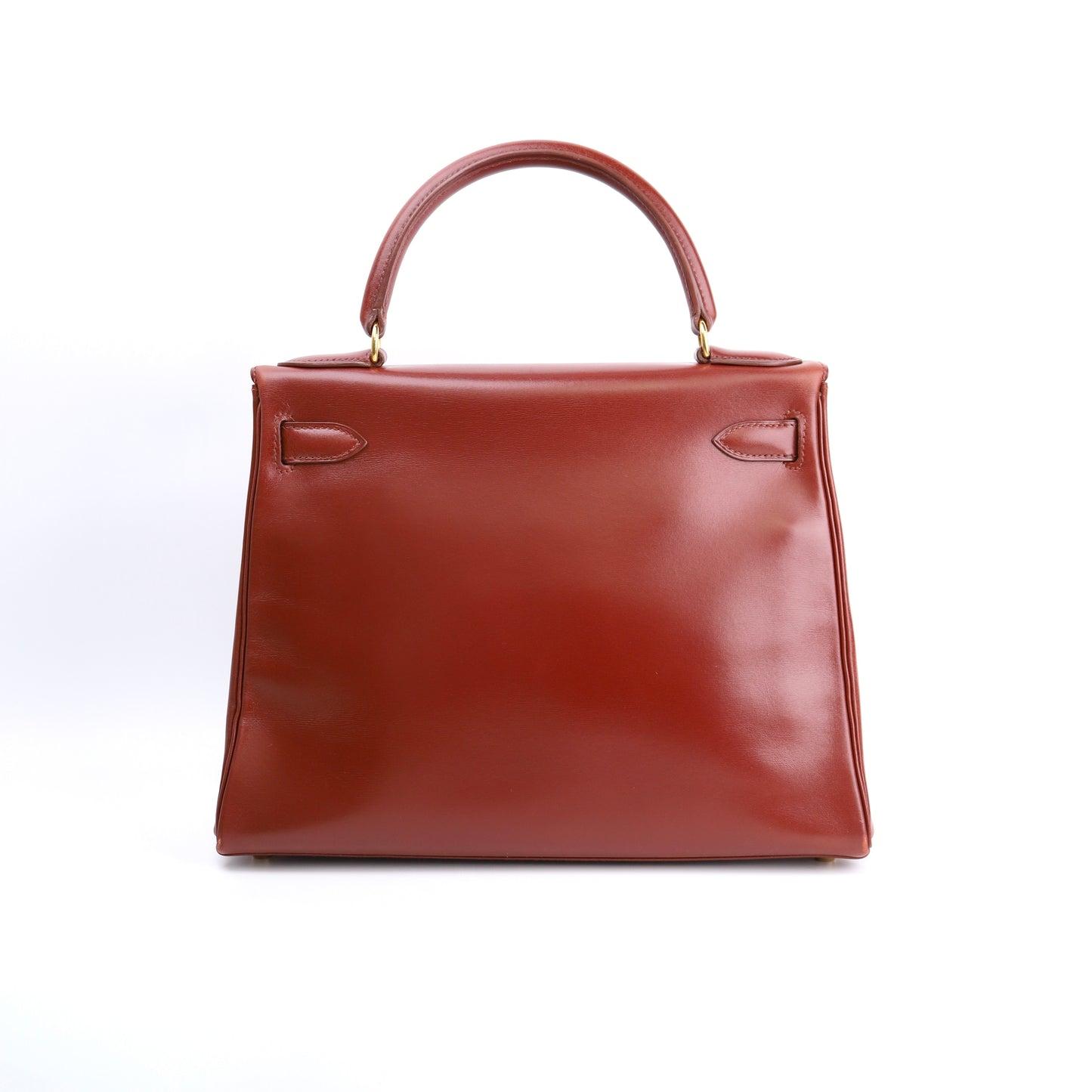 Hermes Kelly 28 Handbag in Box Calf Rouge H 1996, back view