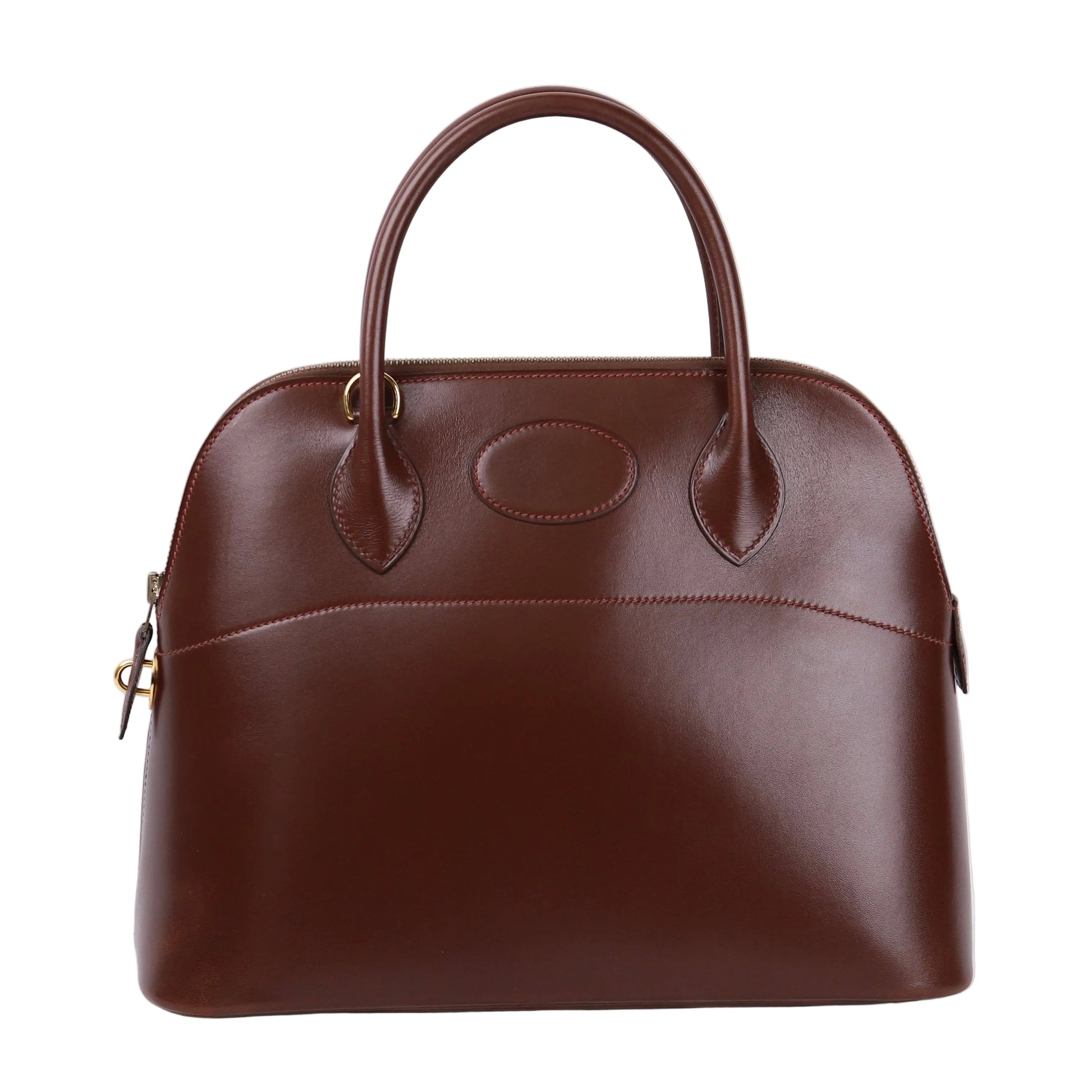 Hermes Bolide 31 Handbag in Box Calf Chocolat 2003，front view