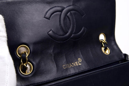 Chanel｜海军蓝滚边方胖子链条包单肩包 小羊皮1*****