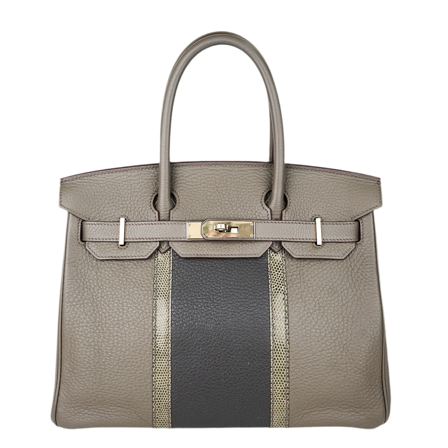 Hermes｜Birkin 30 Club Togo/Lizard  Etain/Graphite/Vert Olive  2011
