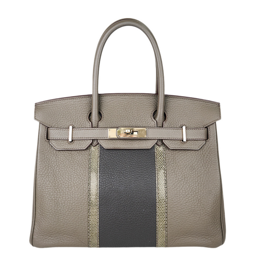 Hermes｜Birkin 30 Club Togo/Lizard  Etain/Graphite/Vert Olive  2011