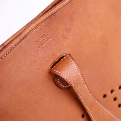 Hermes Evelyne PM in Barenia Fauve 2001 GHW，logo