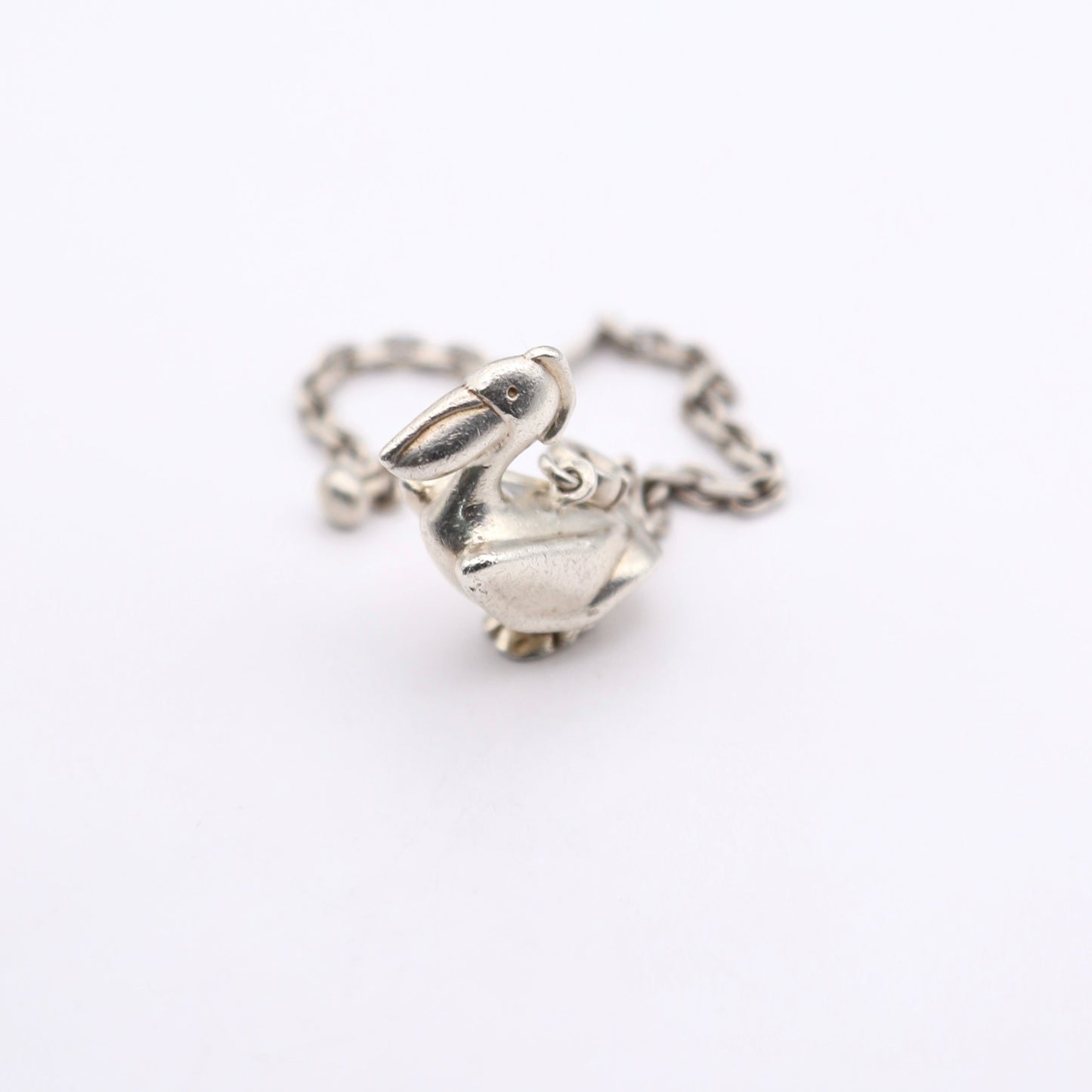 Hermes S925 Silver Pelican Chain Key Holder / Bag Charm, left side