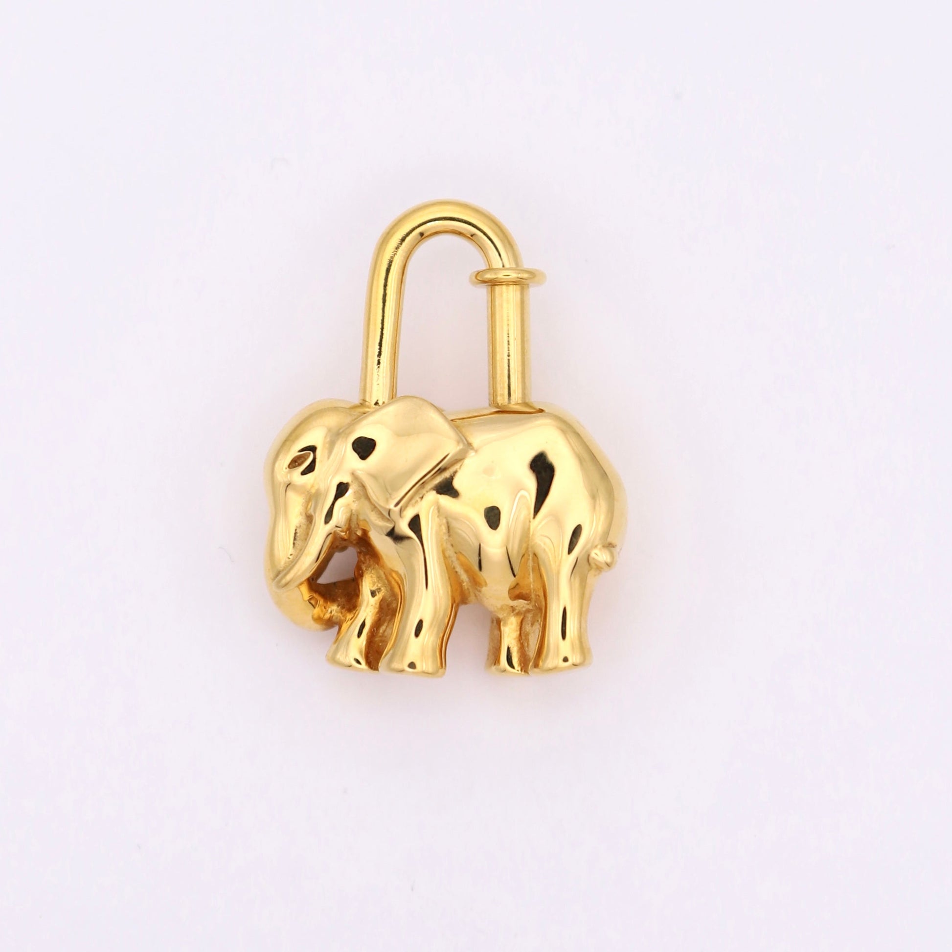 Hermes Cadena Padlock Gold plated Elephant 1997 Limited,front view 1