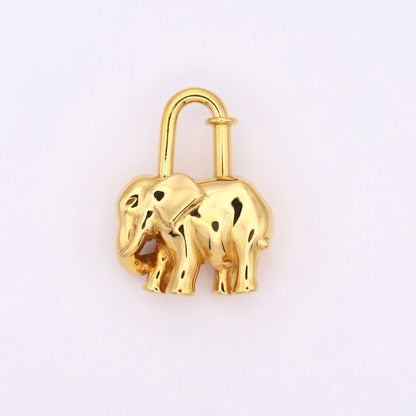 Hermes Cadena Padlock Gold plated Elephant 1997 Limited,front view 1