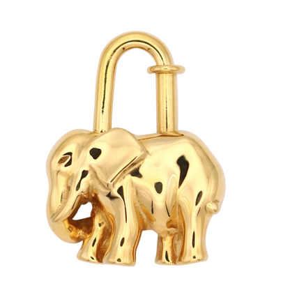Hermes Cadena Padlock Gold plated Elephant 1997 Limited,front view 