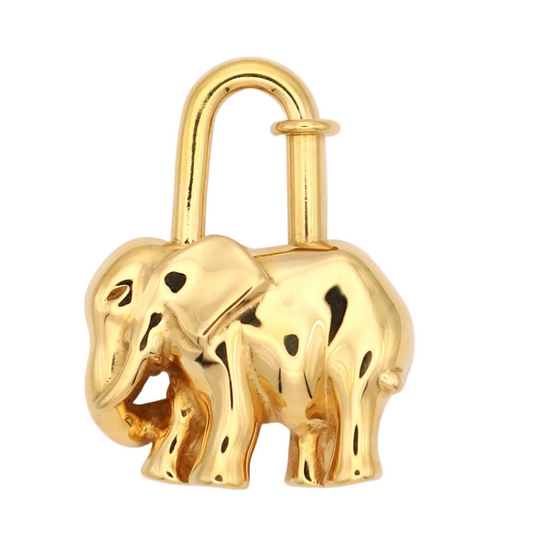 Hermes Cadena Padlock Gold plated Elephant 1997 Limited,front view 