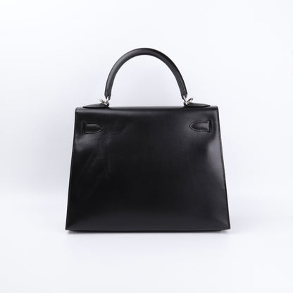 Hermes Kelly 28 Handbag in Box Calf Noir（Black）2006 PHW, back view