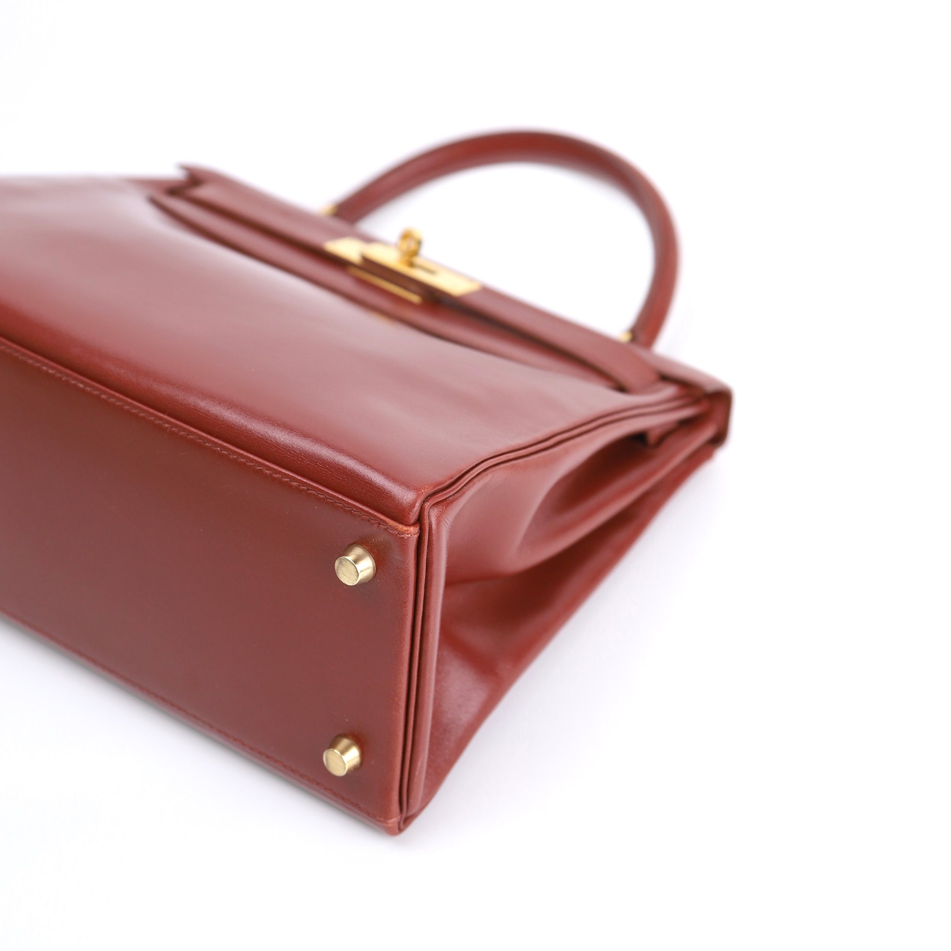 Hermes Kelly 28 Handbag in Box Calf Rouge H 1996,corner2