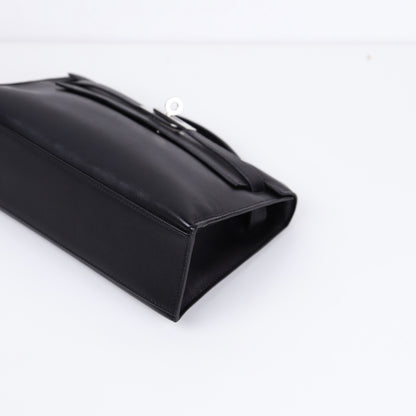 Hermes｜Kelly Pochette Black Handbag Evergrain 2008