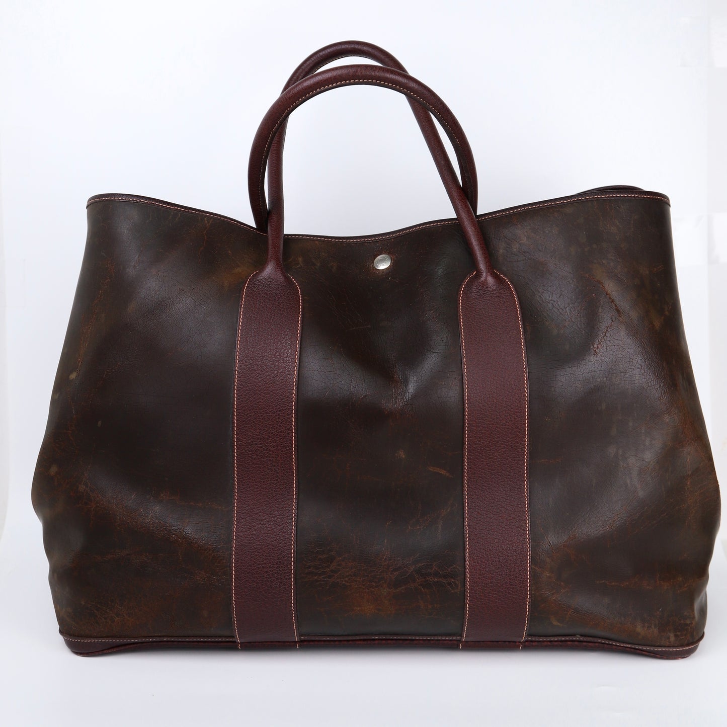 Hermes Garden Party GM Handbag in Brown Amazonia, front view