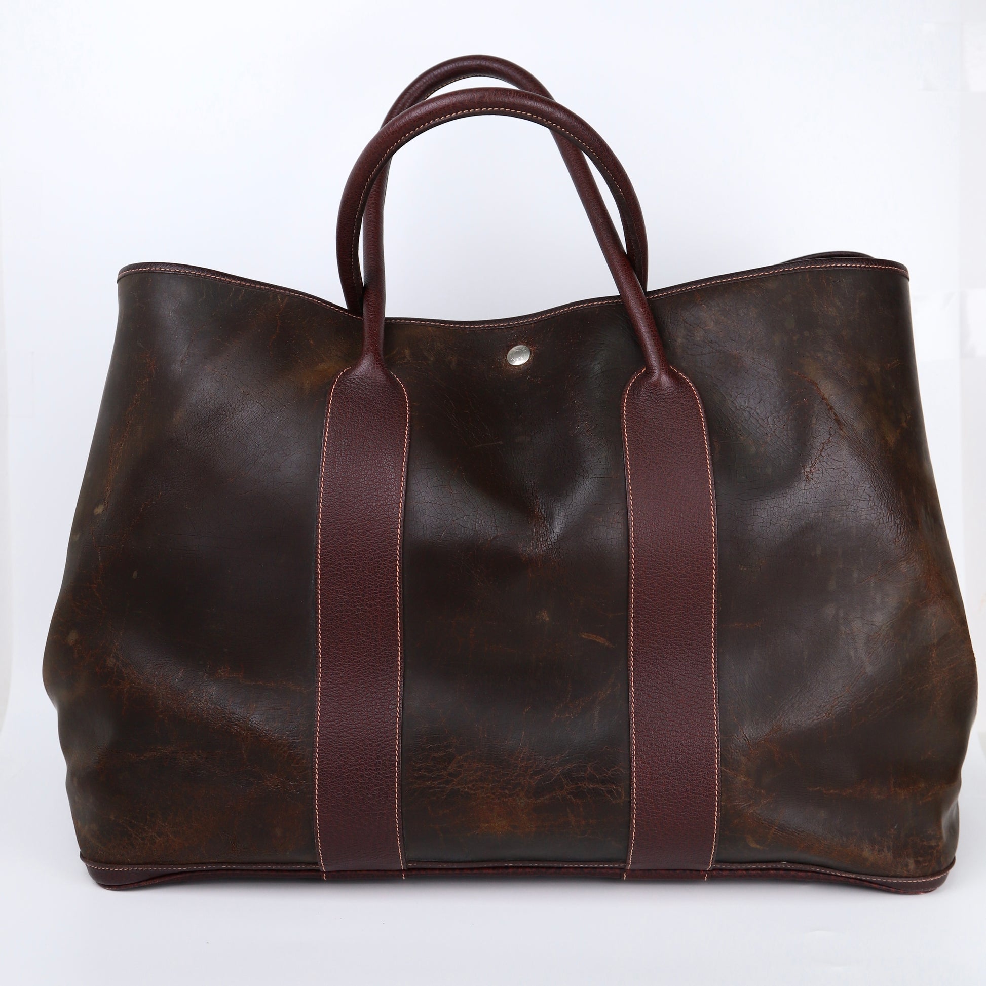 Hermes Garden Party GM Handbag in Brown Amazonia, front view