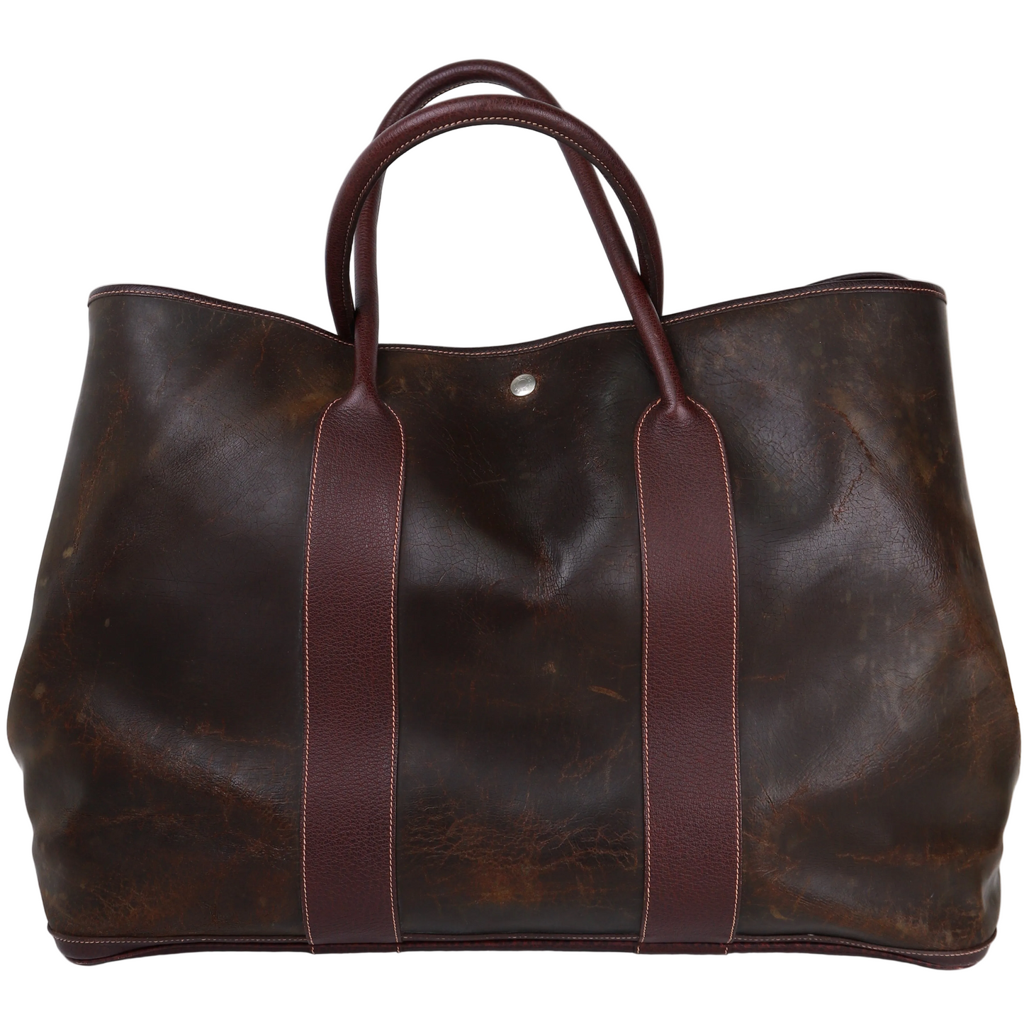 Hermes Garden Party GM Handbag in Brown Amazonia, front view