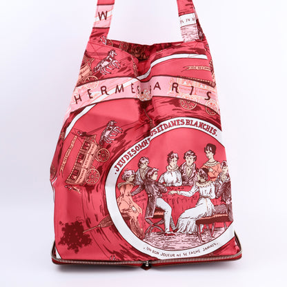 Hermes Silky Pop Tote Handbag in Rouge H Taurillon Clemence/Silk 2007, back view(silk)