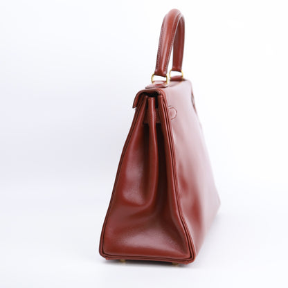 Hermes Kelly 28 Handbag in Box Calf Rouge H 1996, right side