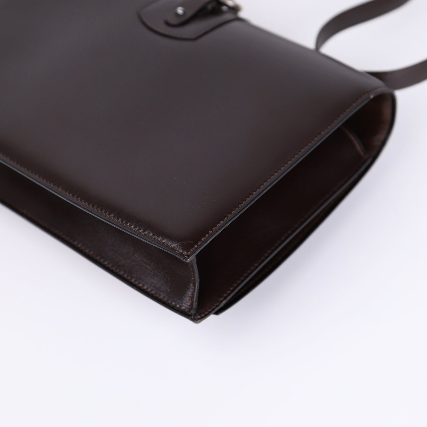Hermes Sterling Silver Chaine d'Ancre Bag in Box Calf Ebene 1972,corner4