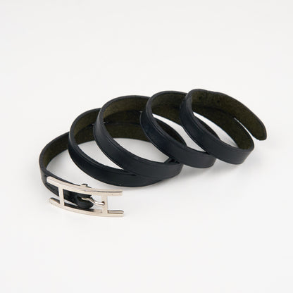 Hermes | Hapi Quad Tour Leather Bracelet Black Box Calf 2001