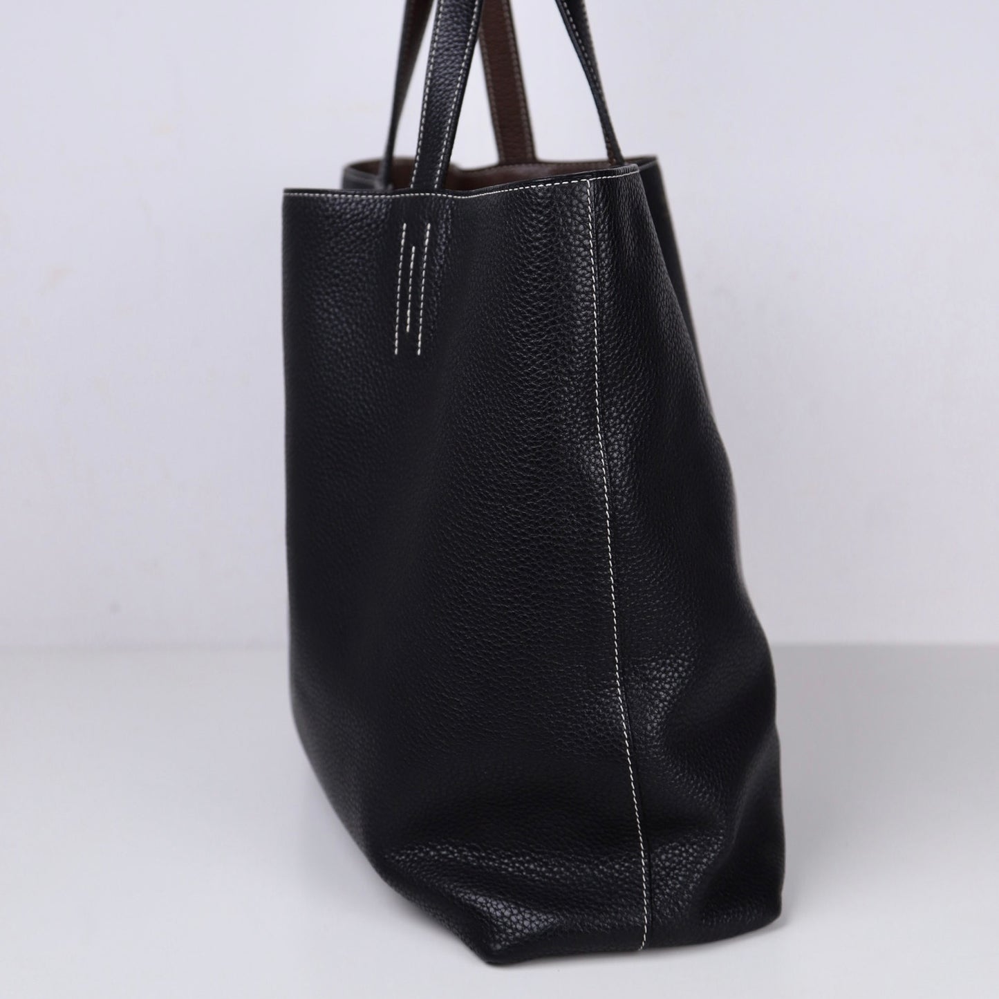 Hermes｜ Double Sens shoulder bag reversible Tote bag Black/Chocolate Togo 2013