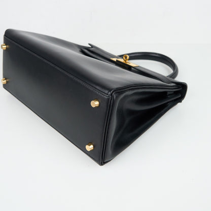 Hermes｜ Kelly 28  Black box calf  Handbag 1994
