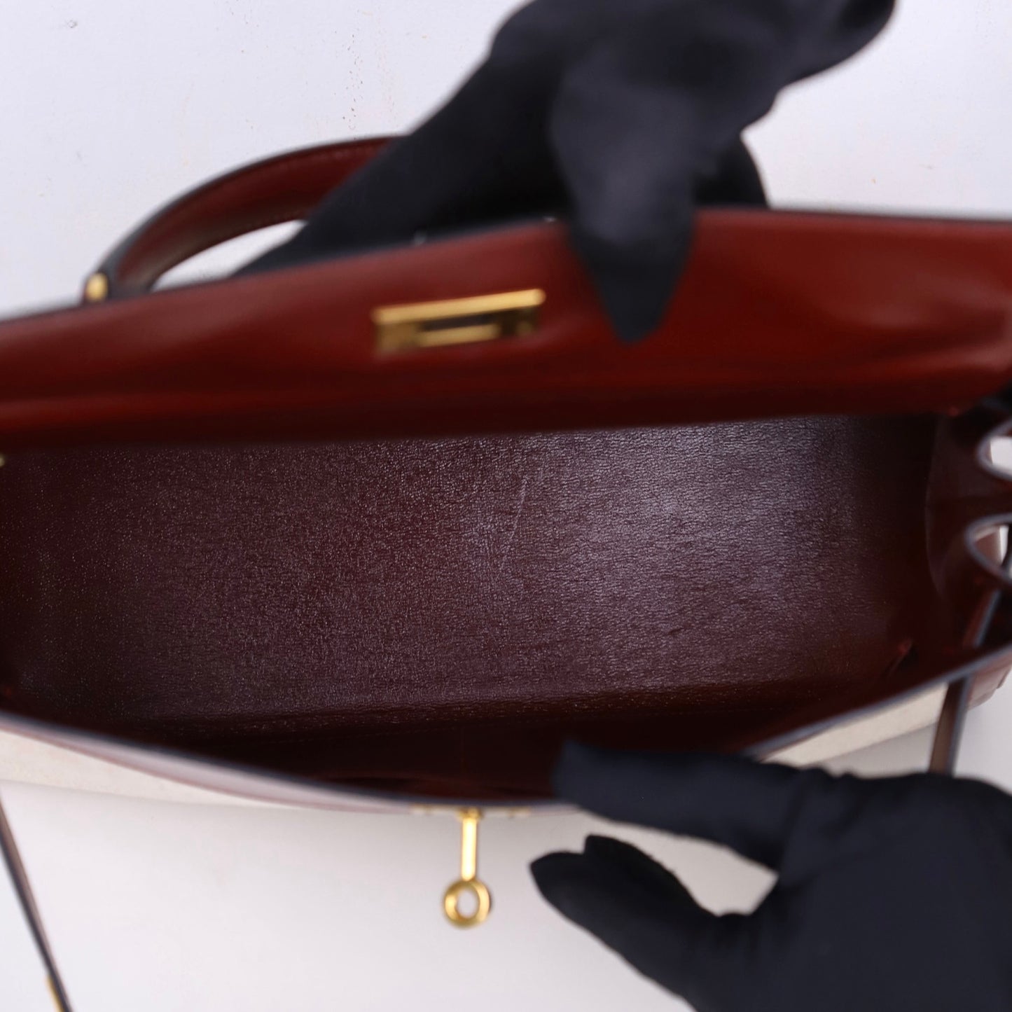 Hermes｜Kelly 32 Handbag Burgundy Box Calf Canvas 1984