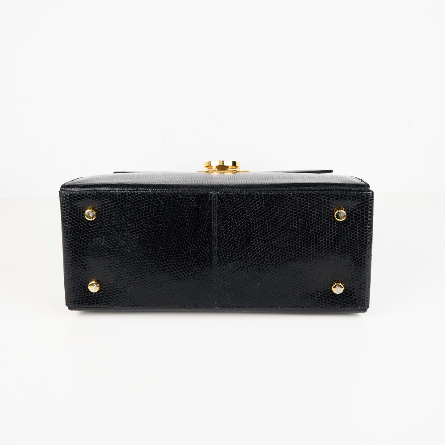 Ferragamo｜ Black Lizard Gancini Handbag
