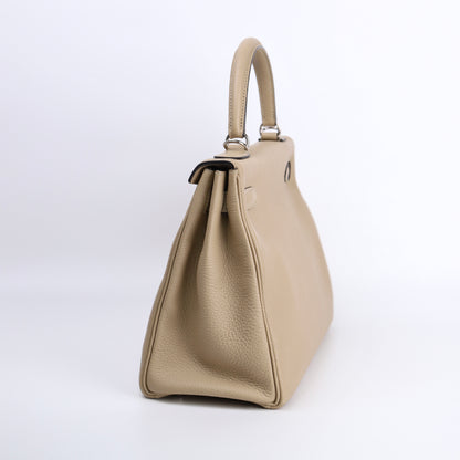 Hermes Kelly 28 Handbag in Togo Trench 2017，right side