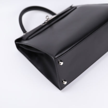 Hermes Kelly 28 Handbag in Box Calf Noir（Black）2006 PHW,corner1