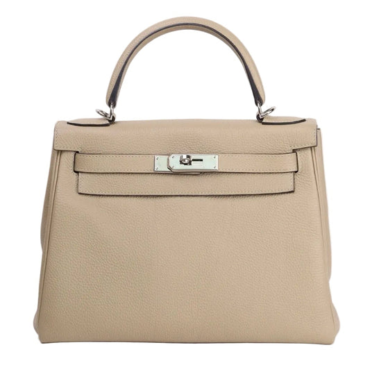 Hermes Kelly 28 Handbag in Togo Trench 2017，front view