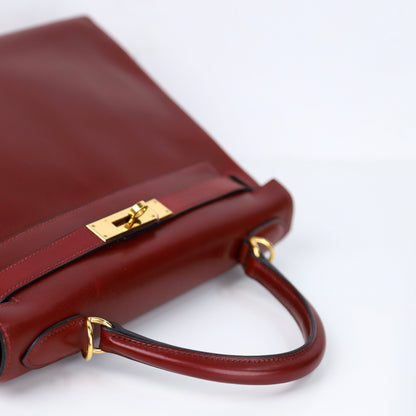 Hermes Kelly 28 Handbag in Box calf  Rouge H 2001,handle