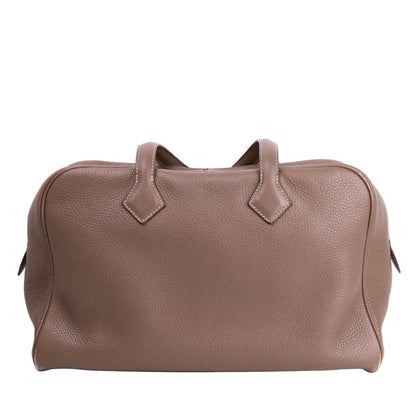 Hermes Victoria 35 Handbag in Taurillon Clemence Etoupe 2015,front view