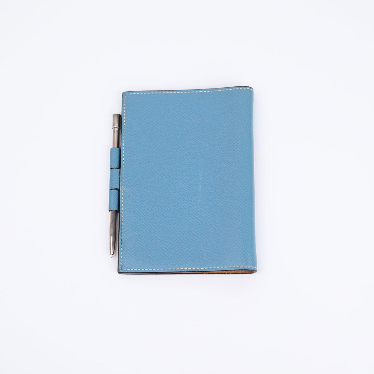 Hermes Journal Case Passport Cover in Epsom Blue Jean/Gold with S925 Pencil 2001, back view