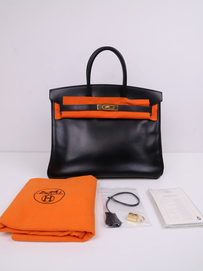 Hermes| Birkin 35 黑色 box小牛皮  口F 2002 