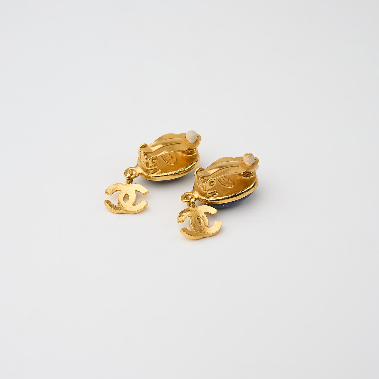 Chanel｜Vintage Gold plated Earrings  Lapis 96A