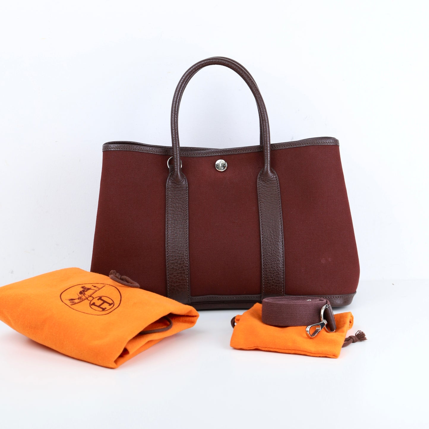 Hermes｜Garden Party TPM  2-Way Handbag Buffalo/Canvas Rouge Sellier  2005