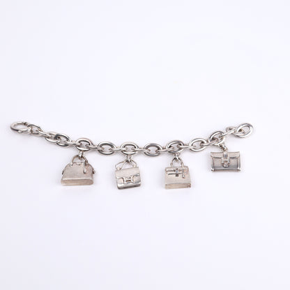 Hermes Sterling Silver S925 Bag Charm Bracelet, front view