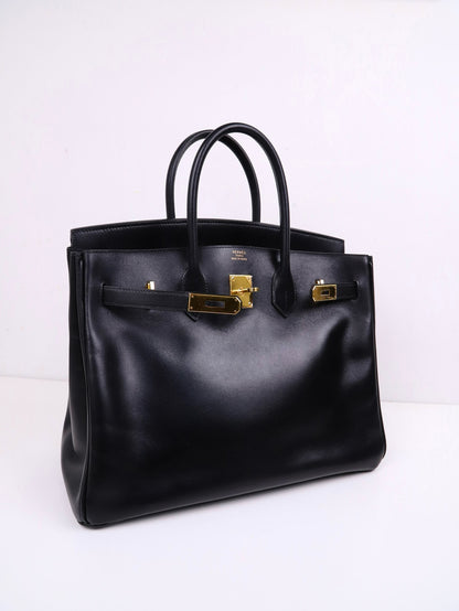 Hermes| Birkin 35 黑色 box小牛皮  口F 2002 